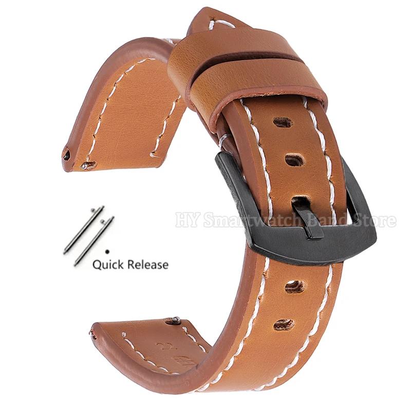 Pulseira de relógio de couro de vaca 18mm 20mm 22mm 24mm para pulseira smartwatch universal de liberação rápida pulseira de relógio de substituição masculina - Image 1