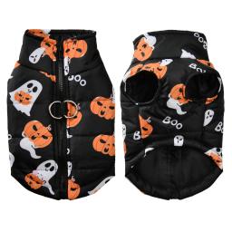 Jaqueta impermeável para animais de estimação, roupas quentes para cachorros, trajes Yorkies, roupas para animais, cães e gatos pequenos, festa abóbora, inverno - Image 4