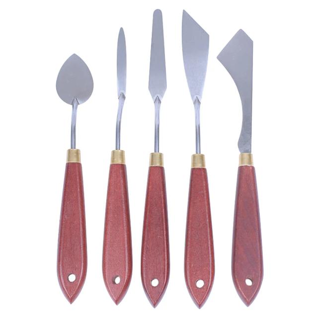 Conjunto de Espátulas de Pintura com Cabo de Madeira - Ideal para Mistura de Cores em Pintura a Óleo