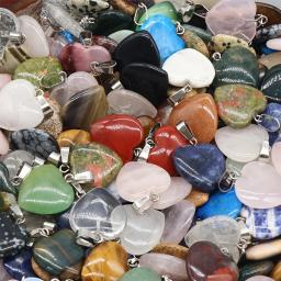 10 pçs pedra natural cristal coração pingentes requintado jóias acessórios em cores misturadas pedras de cura de cristal para jóias diy - Image 2