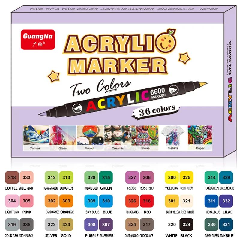 Canetas de tinta acrílica com pincel duplo, 84/60/36 cores, conjunto de marcadores de arte para caligrafia, letras, caneta de pintura, grafite para sapato de pedra, vidro - Image 1