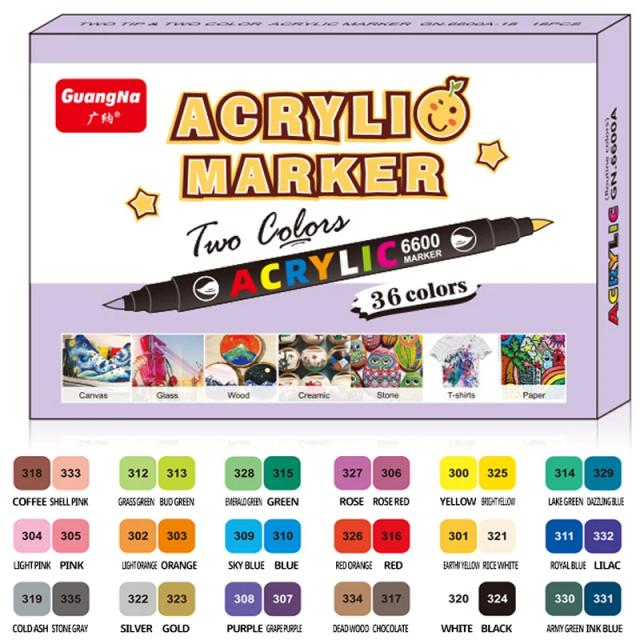 Conjunto de Canetas Acrílicas com Pincel Duplo - 84/60/36 Cores para Caligrafia e Pintura em Vários Materiais