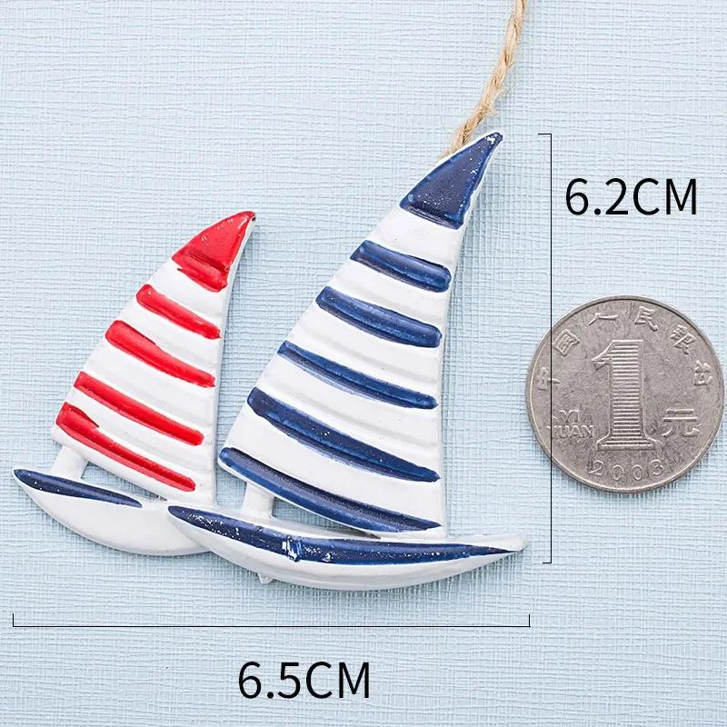 Arrastão decorativo estilo mediterrâneo para decoração de parede, pingente de madeira pequeno, estrela do mar marinha, peixes marinhos, âncora, salva-vidas - Image 1
