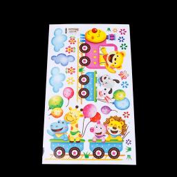 Animais bonitos e bonitos adesivos de parede, trem DIY para crianças, quarto do bebê, berçário, decoração de casa, arte mural, 1pc - Image 3