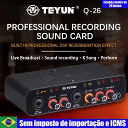 TEYUN-Interface de áudio portátil, placa de som, mini USB MIXER para guitarra Recording Studio, Q24, Q22, 2 canais, profissional - Image 1