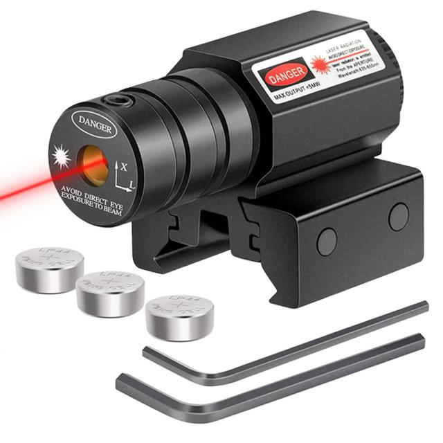 Mira Laser Red Dot Ajustável de 650nm para Rifles e Pistolas - Acessórios de Caça e Tiro com Montagem 11/20mm