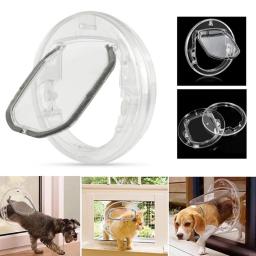 Porta transparente Pet com fechadura, Rodada Porta de Vidro Deslizante, Bidirecional Portão, Janela Tela, Gato, Cachorro, Cão - Image 1