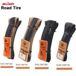 JILUER Pneu de bicicleta de estrada 700X28C/700X25C 60TPI Preto e cor da pele Pneu de bicicleta para bicicleta de cascalho/pneu de bicicleta dobrável - Image 1