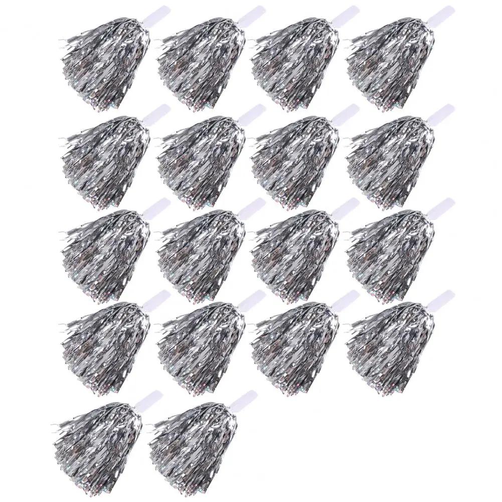 Folha metálica De Plástico Torcendo Pom Poms com Alça, Torcendo Esquadrão, Mão Flor, Fontes Do Partido, Cor Vibrante, 18Pcs - Image 1
