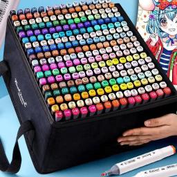 12-168 cores marcadores escova canetas conjunto pintura desenho mangá iluminador material de arte escolar para artista papelaria coreano - Image 1