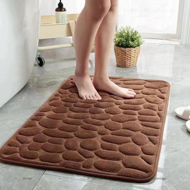 Tapete de Banheiro 3D Antiderrapante Absorvente Cobblestone Gravado 40x60cm