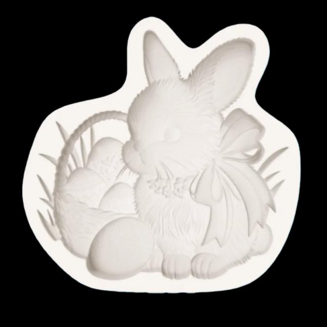 Molde Silicone Coelho Cesta Ovos Laço Páscoa Decoração Sobremesas Chocolates