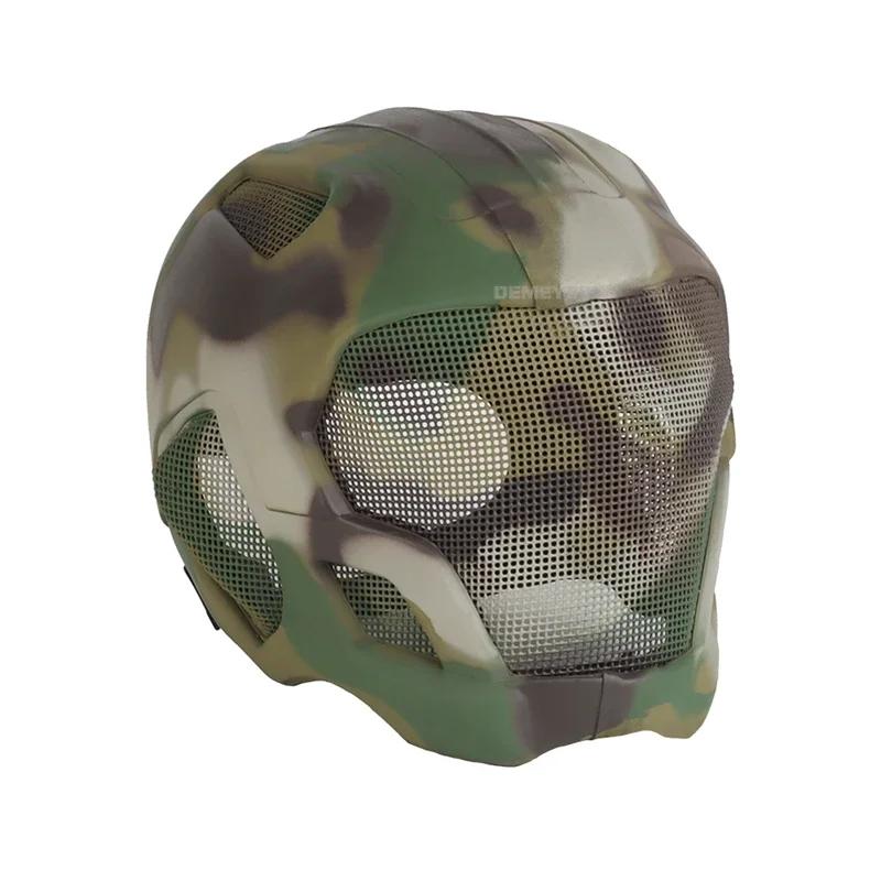 Esportes ao ar livre eva capacete proteção completa coberto caça tiro capacetes ajustável tático crânio máscara de malha de aço capacete - Image 1
