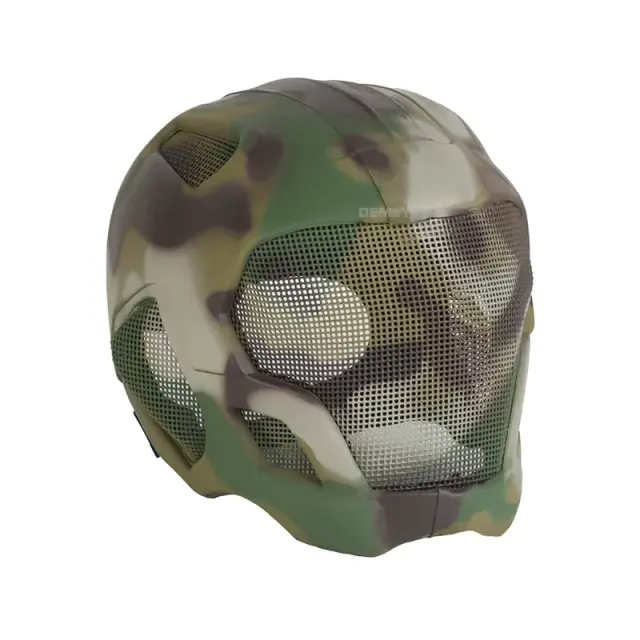 Capacete Tático Eva para Esportes ao Ar Livre com Proteção Completa e Máscara de Malha de Aço Ajustável para Caça e Tiro