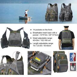 Colete de pesca ao ar livre vela colete salva-vidas ajustável respirável espuma flutuante poliéster malha design seguro pesca caiaque colete - Image 3