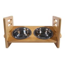 Tigelas de bambu elevadas para cães com suporte ajustável, criado, cachorro, gato, comida, tigelas de água, suporte, coelho, alimentador para animais pequenos e médios - Image 5