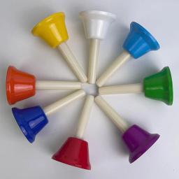 Mão colorida sinos handbells, instrumento musical para casamento, férias e sala de aula, material para festa para crianças, 8x - Image 5