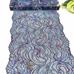 Cor Misturada Azul Elástico Guarnição Do Laço, Lingerie Costura Artesanato, DIY Vestuário Tecido, Vestido Acessório Do Vestuário, 3 Jardas por Lote, 23cm de Largura - Image 1