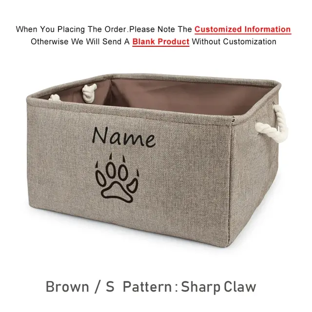 Caixa de Armazenamento Personalizada para Brinquedos de Animais de Estimação com Nome do Pet