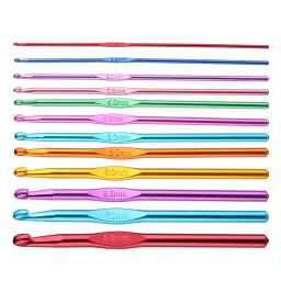 Conjunto de 12 ganchos de crochê de alumínio, agulhas de tricô, costura, tecelagem, ferramentas de costura multicoloridas, presentes - Image 3