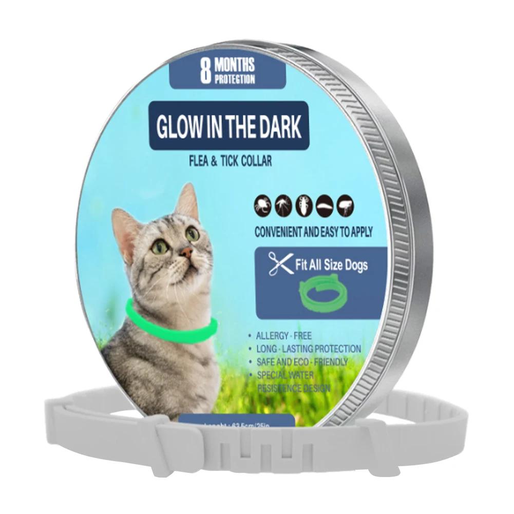 Coleira Luminosa para Pulgas e Tiques para Animais de Estimação, Tamanho Ajustável, Fluorescente, Cães e Gatos, Proteção até 8 Meses - Image 1