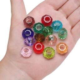 Facetada Contas De Vidro De Cristal, Grande Buraco, Espaçador Redondo Artesanato, Fazer Jóias DIY, Pulseiras Acessórios, Atacado, 8x14mm, 20Pcs por lote - Image 3