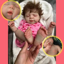 18 Polegada pode abrir boca pascale silicone macio bebe reborn menina boneca com pele pintada realista recém-nascido menina boneca - Image 1
