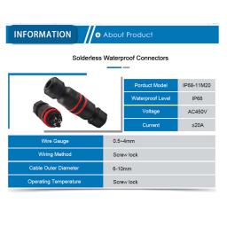 IP68 I/Y/T Forma M20/M25 Conector Impermeável 2/3/4/5 Pin Parafuso Terminal Adaptador Para 6-16mm Cabo Fio Exterior Conector DIY VAI - Image 3