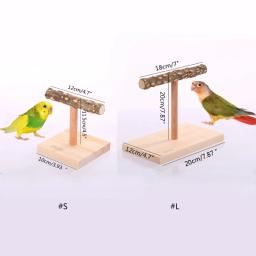 Pássaro poleiro suporte de mesa de madeira natural ramo t-forma barra de formação de moagem brinquedo para cockatiels conures budgies amor aves - Image 6