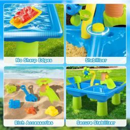 Summer Beach Water Table para crianças, mesa ao ar livre, chuveiros de chuva, Splash Pond Toys, atividade sensorial, mesa de areia, 4 em 1, 24 pcs - Image 5