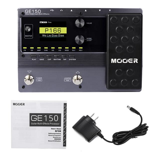 MOOER GE150 Pedal de Guitarra com Modelagem, Multi Efeitos e 55 Modelos de Amplificadores com Looper dos Anos 80 e Acessórios Inclusos