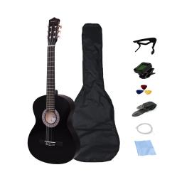 Guitarra Clássica Iniciante com Saco, Instrumento Musical, Preto, Amarelo, Capo Strap, Pick Tuner Set, 39 ", 30", CGT391 - Image 6