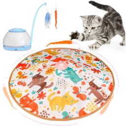 Novo brinquedo de gato elétrico carregamento usb 360 rotação quebra-cabeça interativo inteligente animal estimação gato provocando pena gato suprimentos arranhador para gato juguete gato brinquedos para gatos - Image 2