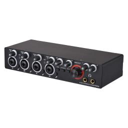 Interface de áudio livre para gravação USB, fonte de alimentação fantasma, placa de som 4 em 4 saídas, 24 bits, 192kHz, 48V - Image 1