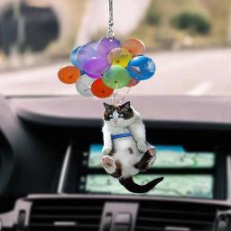 Carro Pendurado Decorações Balões Coloridos Auto Peças Decoração Interior Bonito Gato Voador Carro Pingente Estatuetas Decoração Artesanato - Image 1