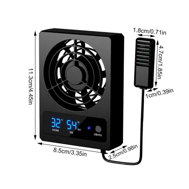 Ventilador Inteligente para Répteis e Anfíbios com Display LED, Vento Forte e Silencioso