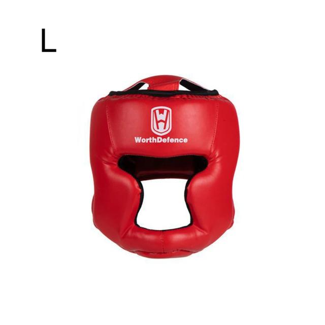 Capacete de Boxe Respirável e Macio em PU, Reutilizável e Protetor - Ideal para Karatê e Taekwondo, Vermelho L