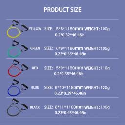 Faixas de resistência com alças exercício treino para homens mulheres equipamentos de treinamento de força em casa 5 níveis tubo banda puxar corda - Image 3