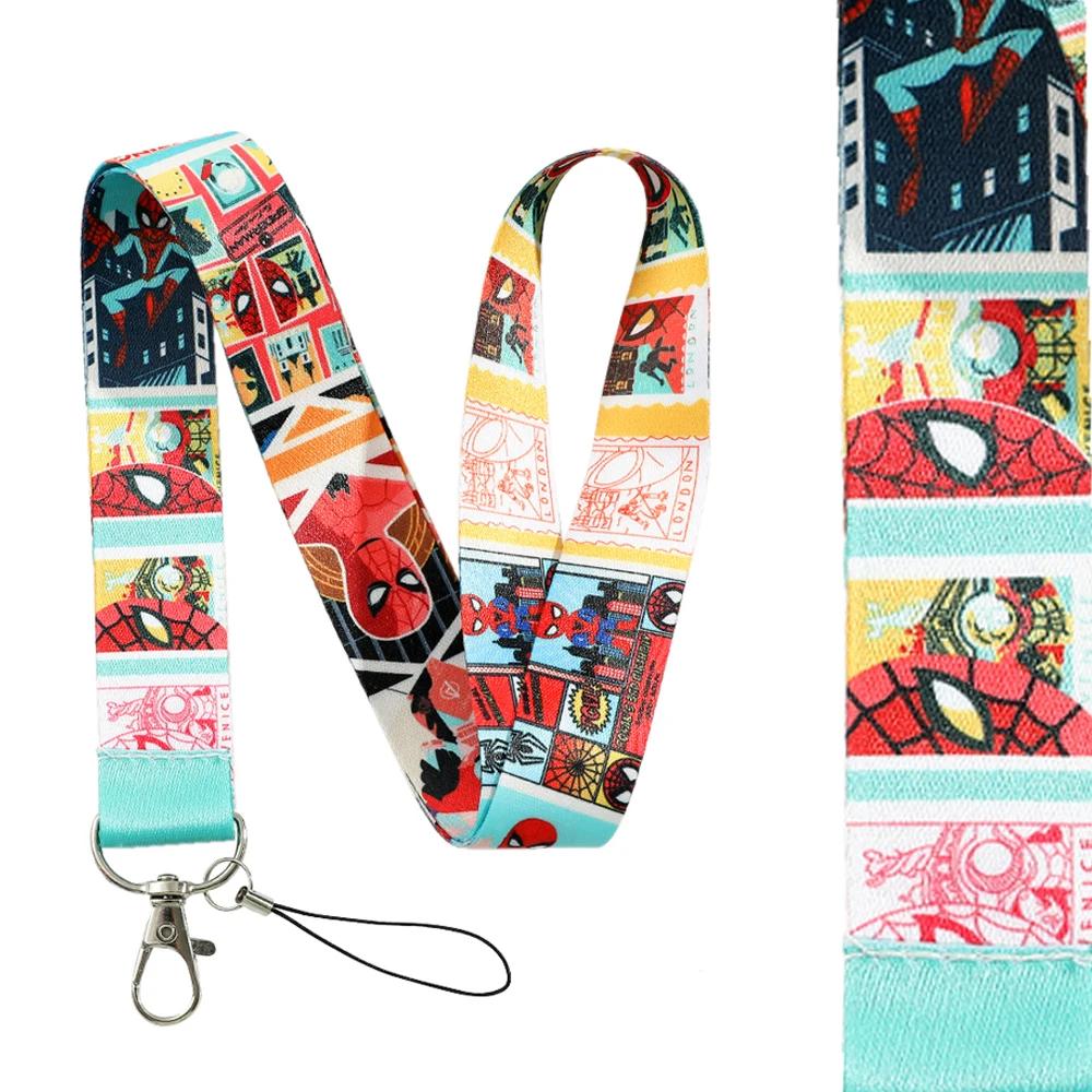 Chaveiro do homem-aranha Disney-Marvel, cinta de pescoço para telefone, colar de cartoon, colar de estudante, decoração anti-perdida - Image 1