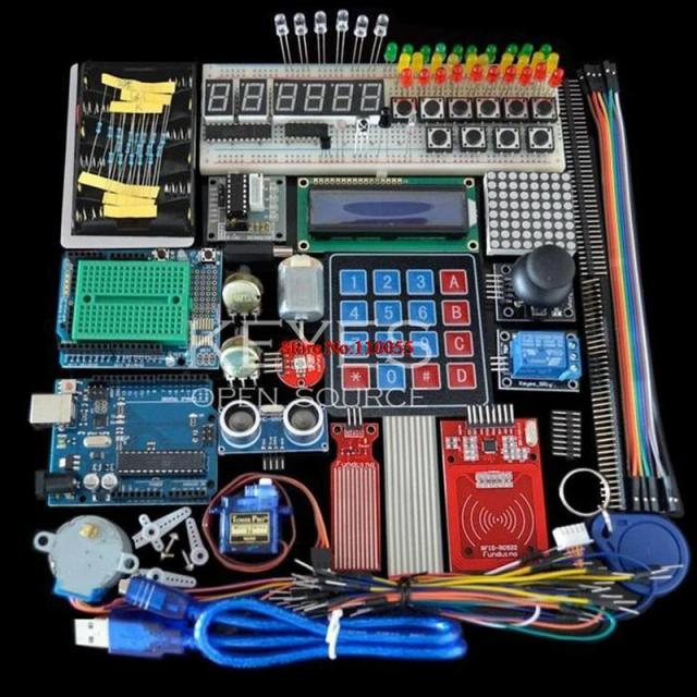 Starter Kit para Arduino Uno R3, Breadboard e Suporte, Step Motor, Servo, 1602 LCD, Jumper Wire, UNO R3