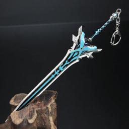 Genshin Impact Game Two-Handed Zinc Alloy Sword, Snow Buried Star, Silver Four Star, Sem Borda de Corte, Brinquedos Modelo de Arma, 21cm - Image 3