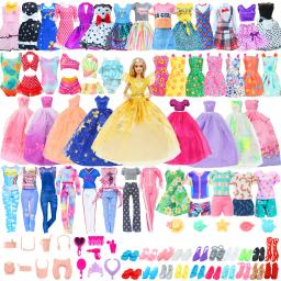 40 Pçs/set Roupas de Boneca Artesanal para Boneca de 11.5 ''2 Vestido de Noite Biquínis 3 Roupa 2 Mini Vestido 31 Acessórios Brinquedo Infantil - Image 1
