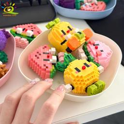 Huiqibao mini bonito delicioso fruta micro blocos de construção 3d diamante modelo tijolos comida diy cidade construção brinquedos para crianças - Image 5