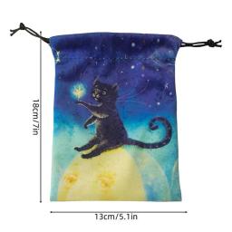 Saco De Armazenamento De Cartão De Tarô Criativo, Bolsas De Veludo Com Cordões, Padrão De Gato Preto, Bolsa De Mistério, Suprimentos - Image 6