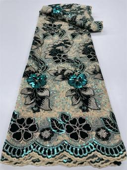 Lantejoulas africanas tecido de renda de veludo nigeriano malha francesa tecidos de renda líquida para costura 2023 vestido de festa de casamento de alta qualidade rc129 - Image 5
