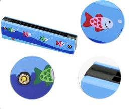 Double Row Wooden Harmonica para iniciantes, Blowable, 16 buracos, Cute Cartoon Pattern, Brinquedos Educativos Musicais para Crianças e Crianças - Image 6