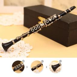 Mini Clarinete Modelo Instrumento Musical Miniatura Desk Decor Display Com Caixa De Couro Preto + Suporte Dropship - Image 1