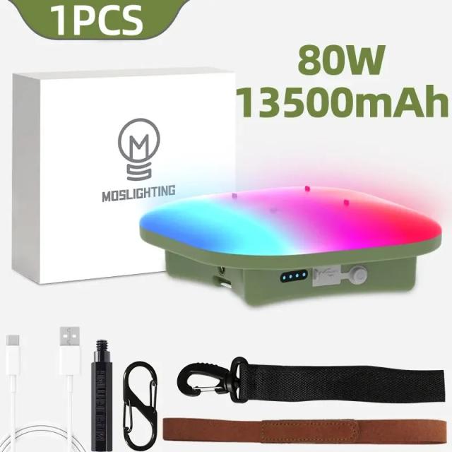 Lanterna de Acampamento Recarregável Inteligente com LED RGB, Controle Bluetooth pelo App Tuya, Sincronização de Música e 13500mAh de Potência para Iluminação de Tenda ao Ar Livre
