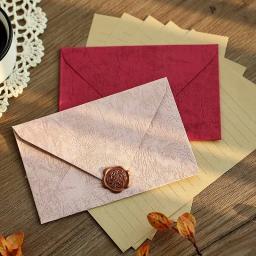 Vintage Carta Envelopes De Papel, Festa De Casamento Convites Tampa De Cartões, Envelopes De Dinheiro Kawaii, Rosa, Vermelho, Laranja, 5Pcs - Image 3