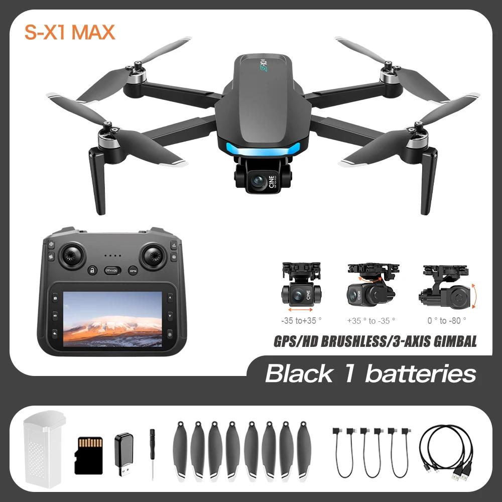 S-X1 MAX GPS Drone Profissional 4K Câmera 3 eixos Gimbal Antena FPV Brushless Security Drone com Controle de Tela Grande Quadcopter - Image 1